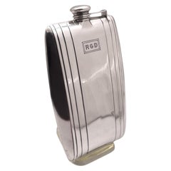 Watrous for International Sterling Silver Flask in Art Deco Style Early 20th C