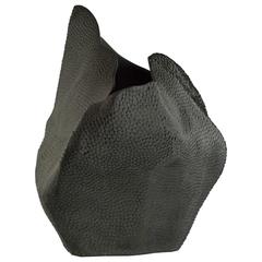 Black "Pangolin" Textured Vase by Gilles Caffier