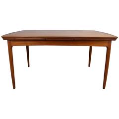 Rare Hans Wegner Teak Dining Table with Two Built-In Undermount Extension Leaves