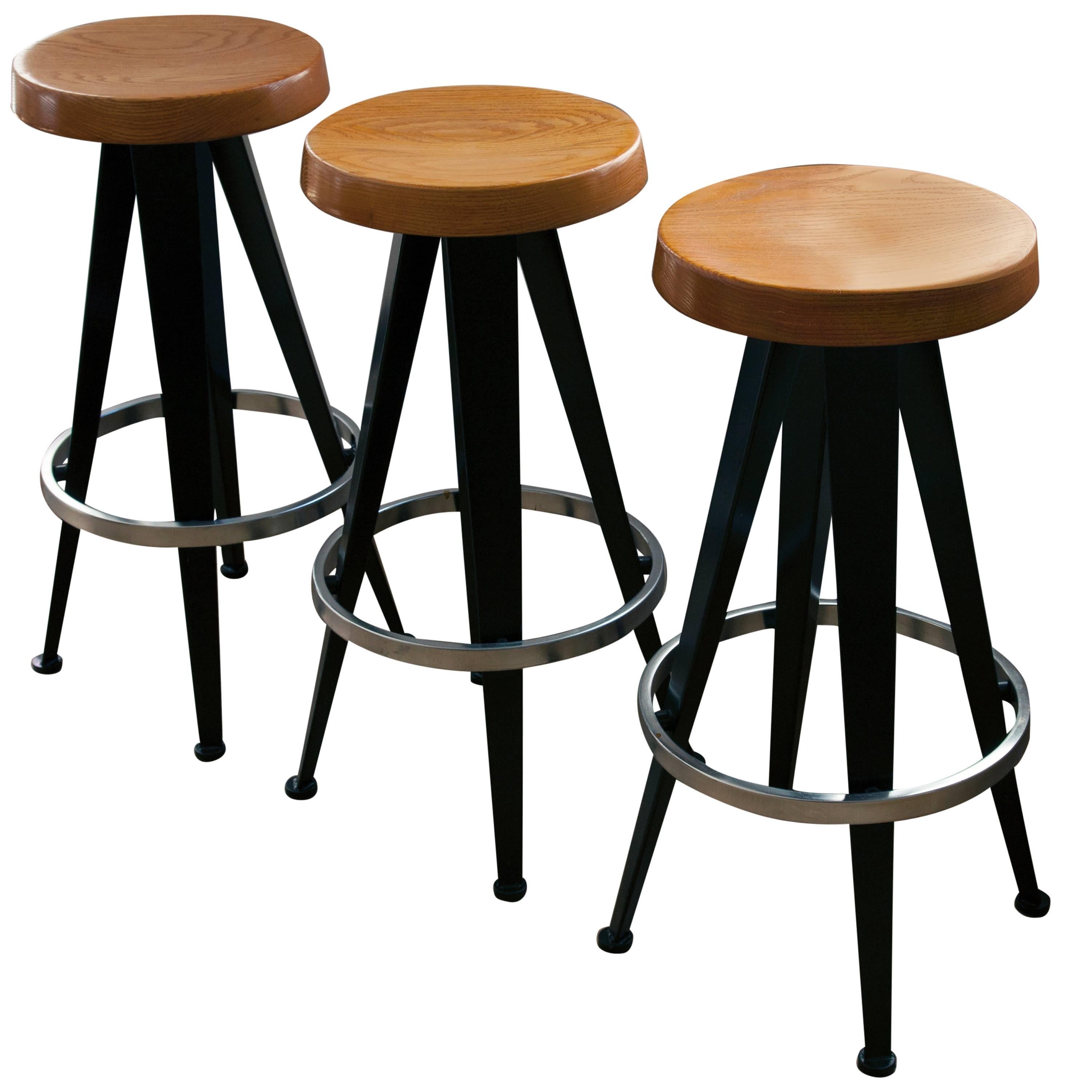 Set of Three Stools After Jean Prouvé