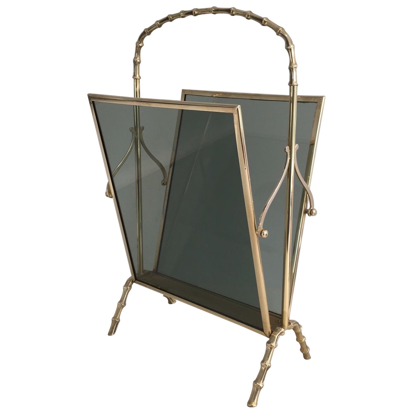 Faux-Bamboo Bronze Magazine Rack by Maison Baguès