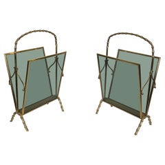 Pair of Faux-Bamboo Bronze Magazine Rack by Maison Baguès