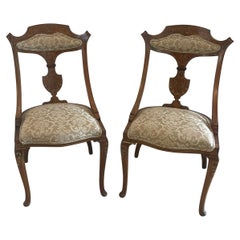 Pair of Antique Victorian Quality Rosewood Inlaid Side Chairs