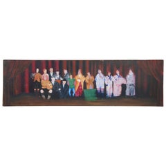 Vintage Laurel & Hardy Costume Parade Yardlong Oil Painting on Board 39"