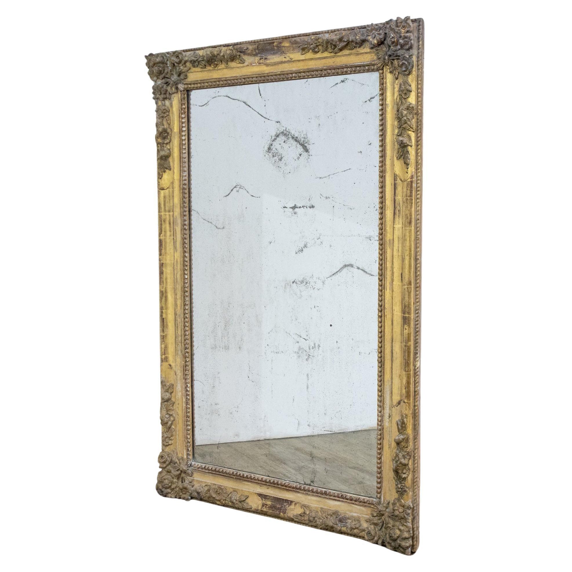 French 19th Century Gold Gilt Mantle Mirror For Sale at 1stDibs