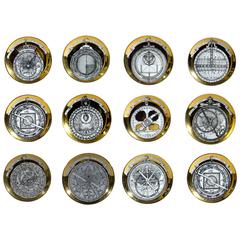 Piero Fornasetti Porcelain Astrolabe Plates in a Complete Set of Twelve. 8