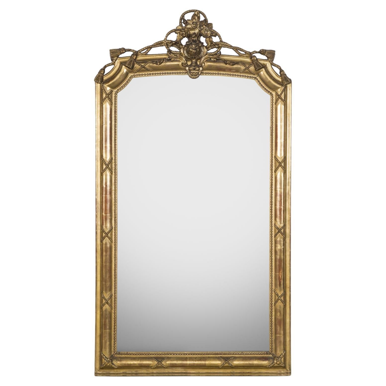 19. Jahrhundert Neo-Klassischen Stil Giltwood Seil und Quaste Motiv Spiegel