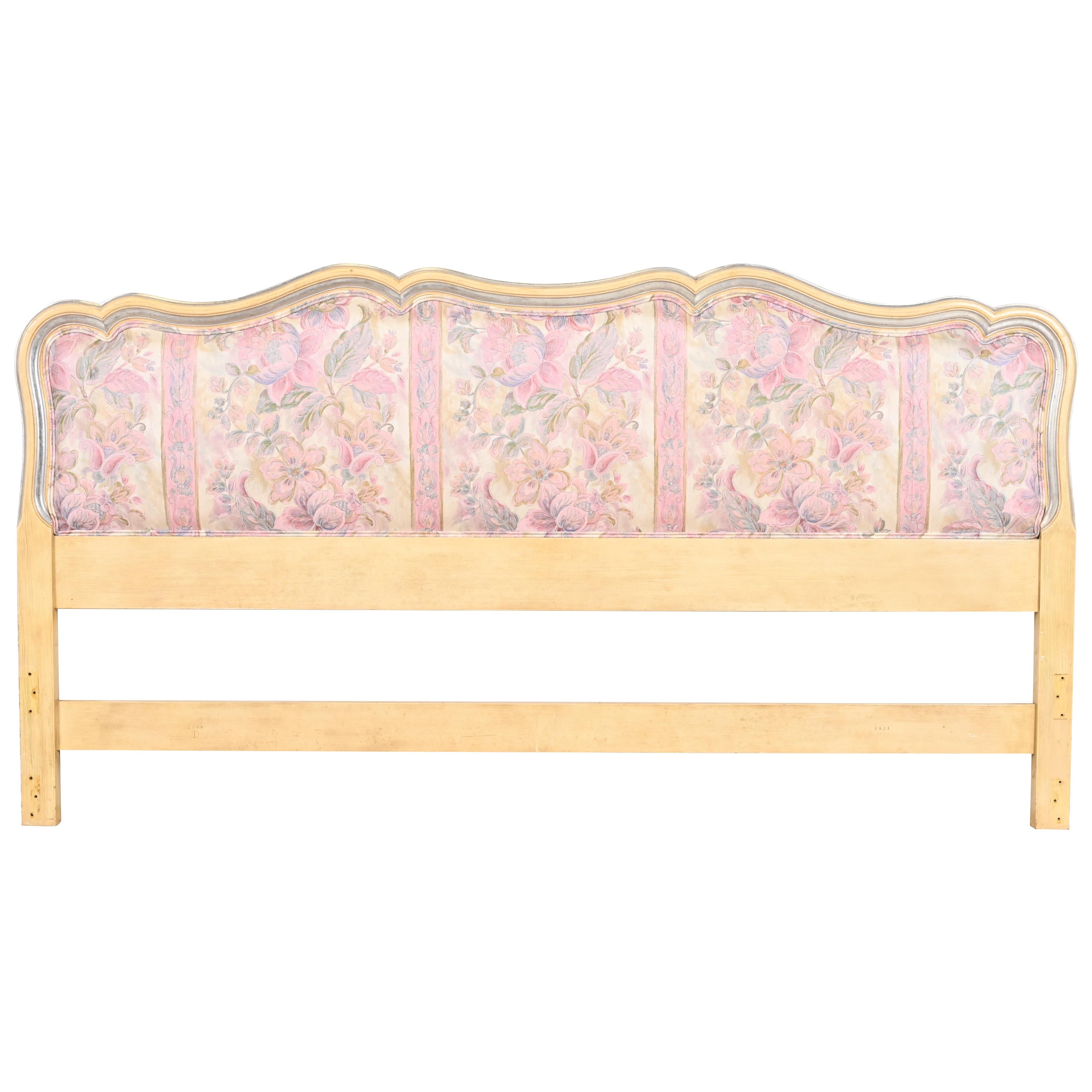 John Widdicomb French Provincial Louis XV Upholstered King Size Headboard, 1950s