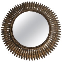 Gilt Metal Round Mirror