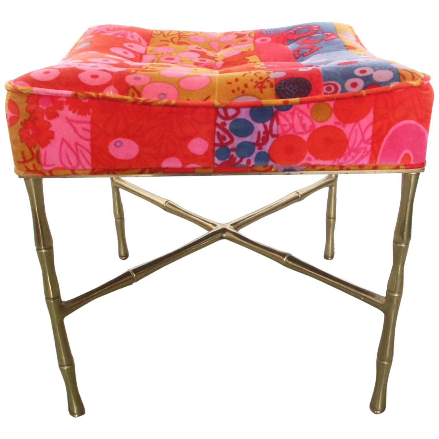 Jack Lenor X-Base Ottoman Gold Bamboo For Sale