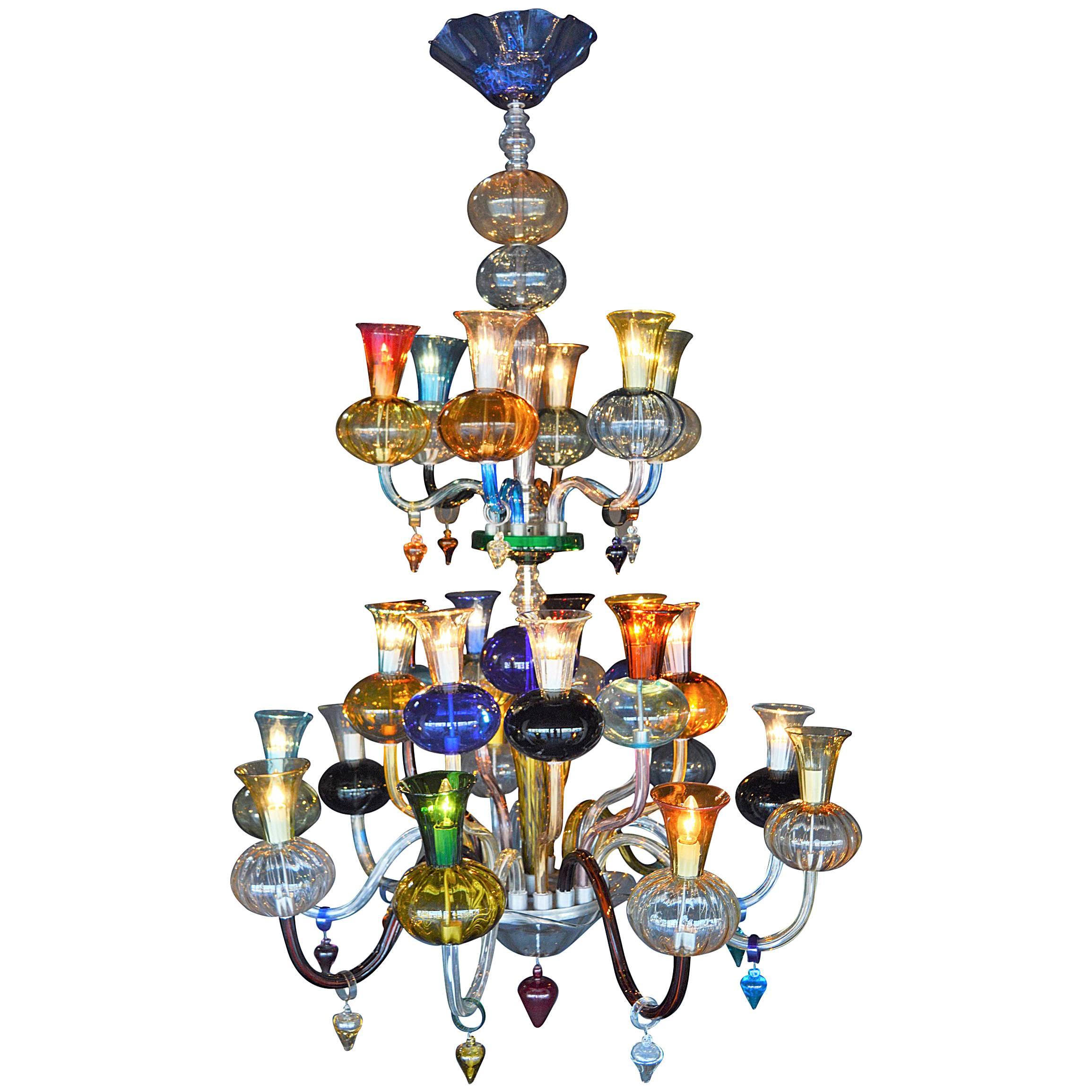 Multicolored Hand Blown Glass Chandelier at 1stDibs multi colored
