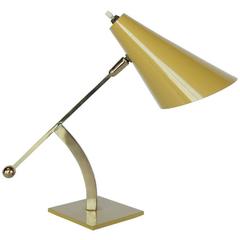 Stylish Mid-Century Desk Brass Lamp by Laurel