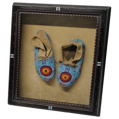Vintage Framed Beaded Native American Moccasins