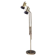 Mid Century Brass Adjustable Double Headed Floor Lamp