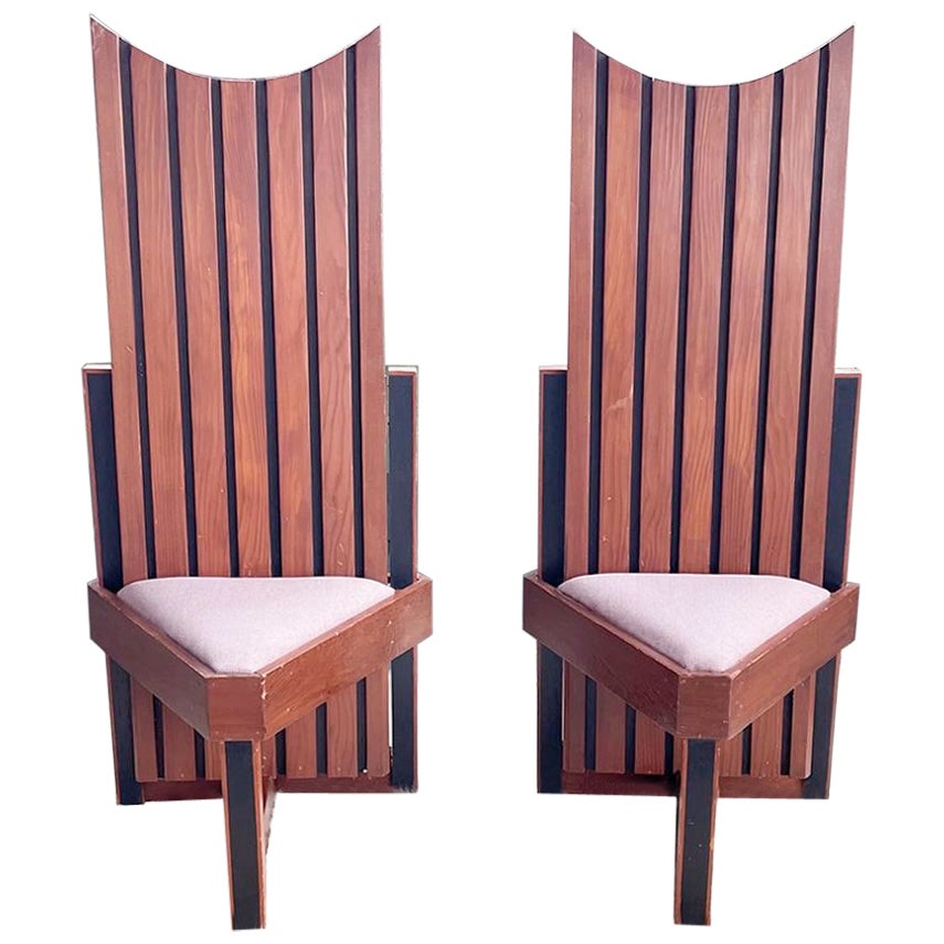 Pair of Frank Lloyd Wright Style Studio Craft Mid Century Tripod Accent Chairs