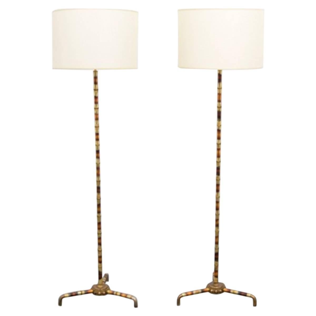 Pair of Floor Lamps in the Manner of Maison Baguès For Sale