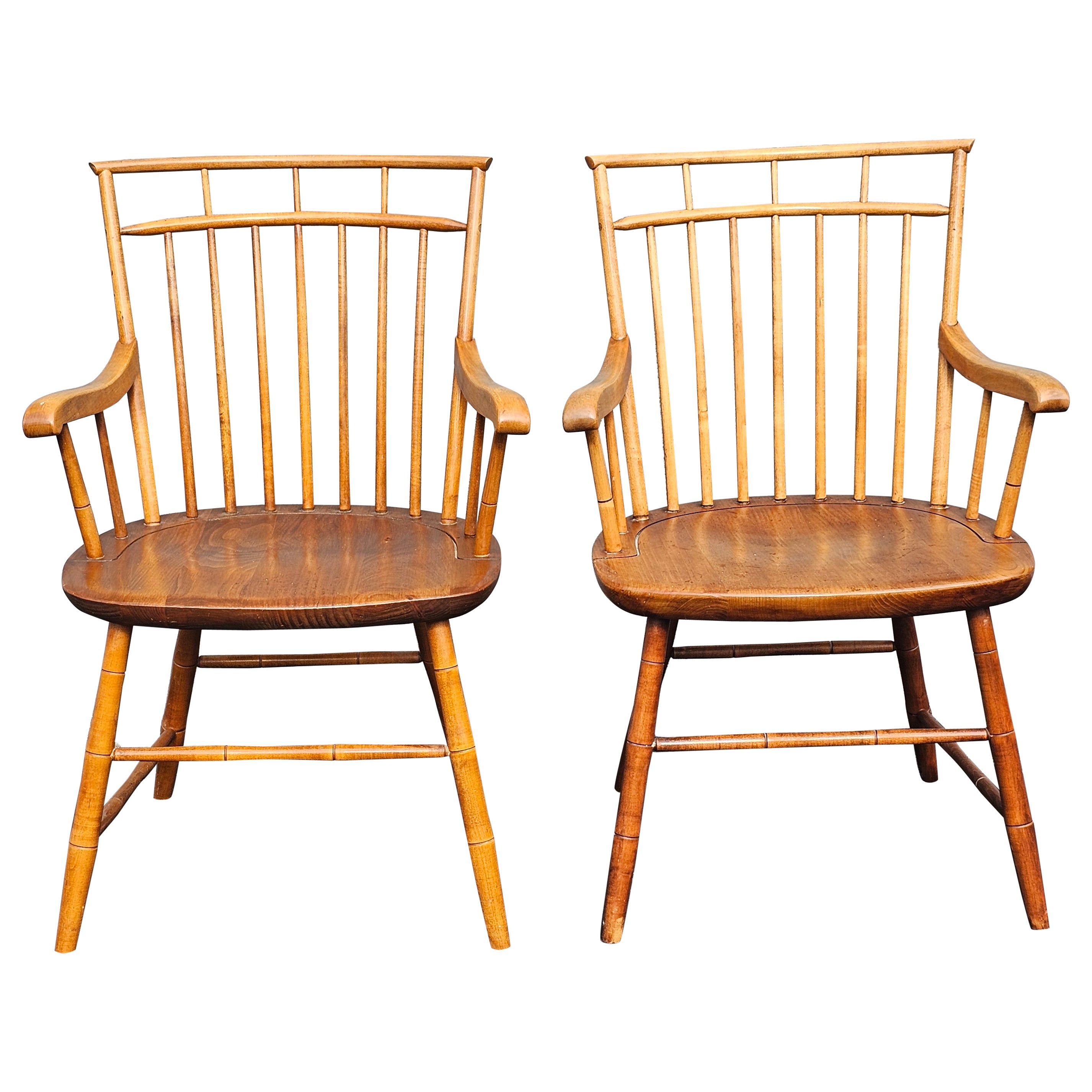 Pair Cohasset Colonials by Hagerty Mid-Century Maple Windsor Armchairs