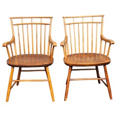 Pair Cohasset Colonials by Hagerty Mid-Century Maple Windsor Armchairs