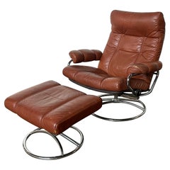 Sedia e ottomana Ekornes Stressless in pelle in arancione bruciato