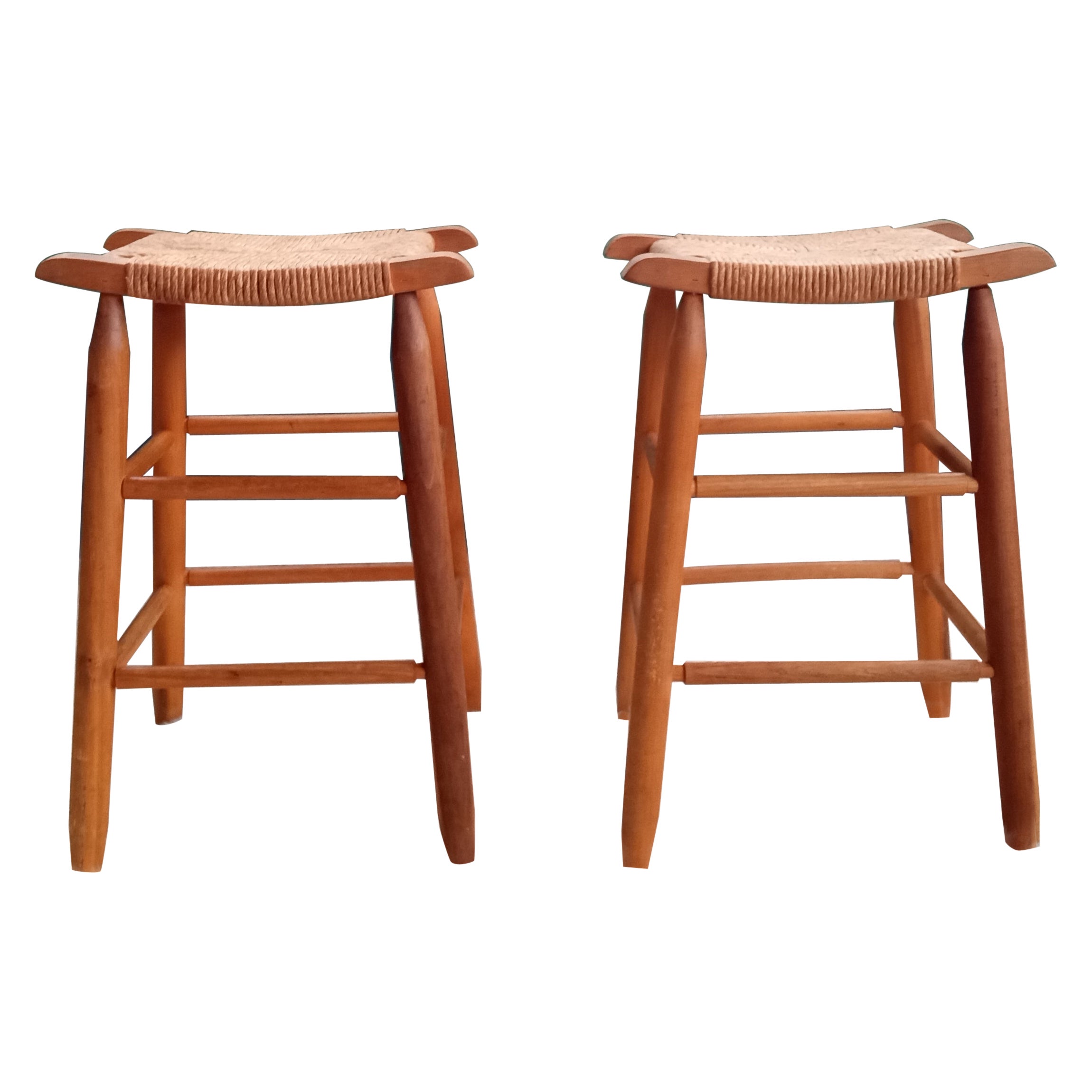 Pair of 1960s Mid Century Danish Cord Stools -- 2 Pieces