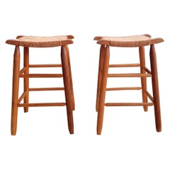 Pair of 1960s Mid Century Danish Cord Stools -- 2 Pieces
