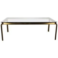 Large Brass and Glass Widdicomb Dining Table