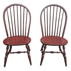 Pair of Late 20th Century Distressed Painted Windsor Side Chairs