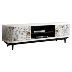 Console multimédia blanche à incrustation de pois