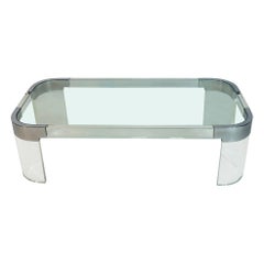 Couchtisch aus Lucite und poliertem Nickel von Charles Hollis Jones