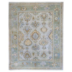 10'x13' Turkish Oushak Grey and Sage Floral Rug