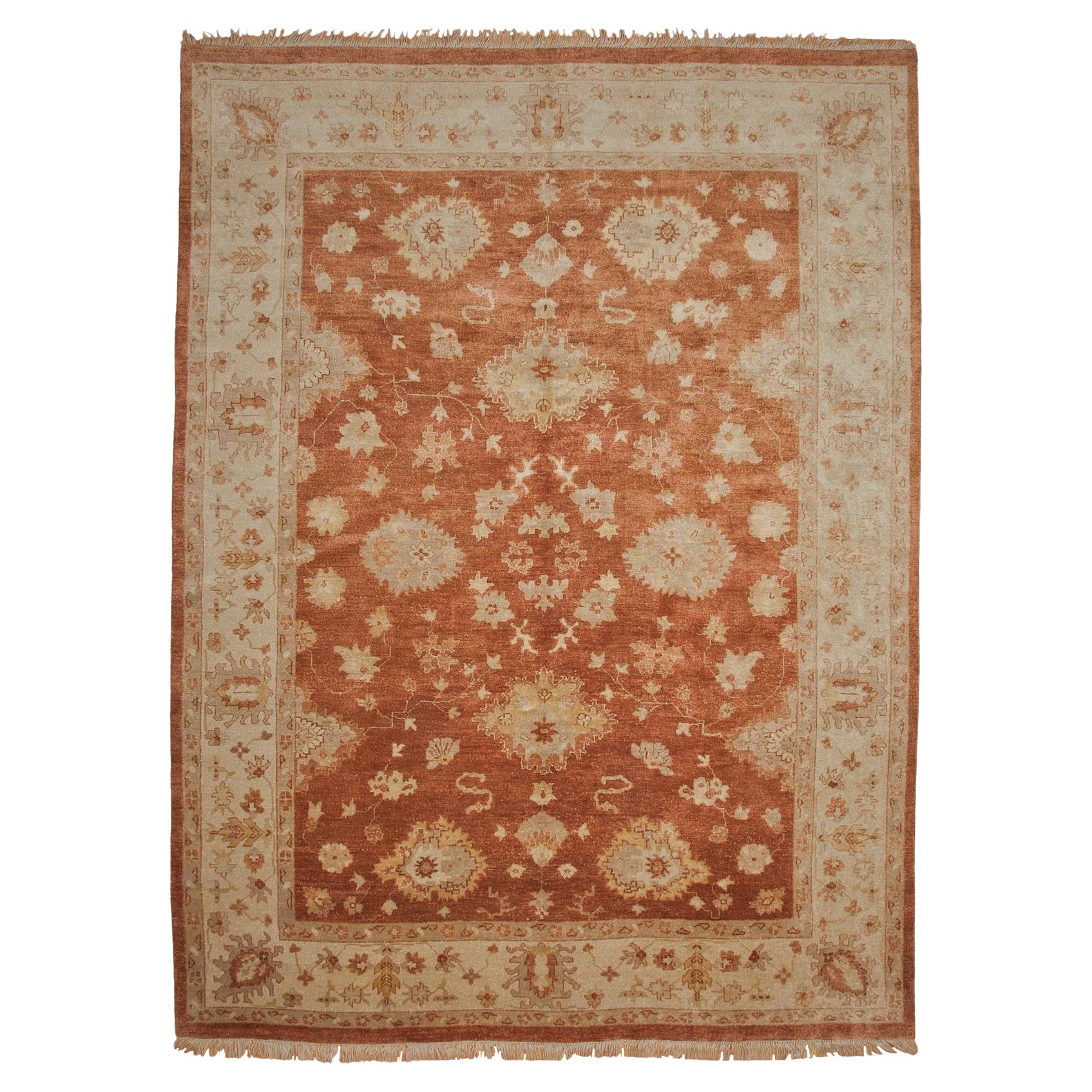 9'x12' Persischer Design-Teppich Tan Floral
