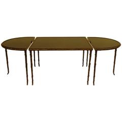 Gilt Bronze Faux Bamboo 3 Part Coffee Table by Maison Bagues 7