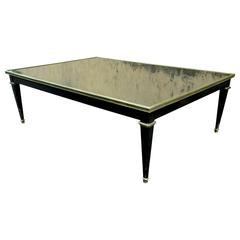 Maison Jansen Black Lacquered Neoclassic Large Coffee Table