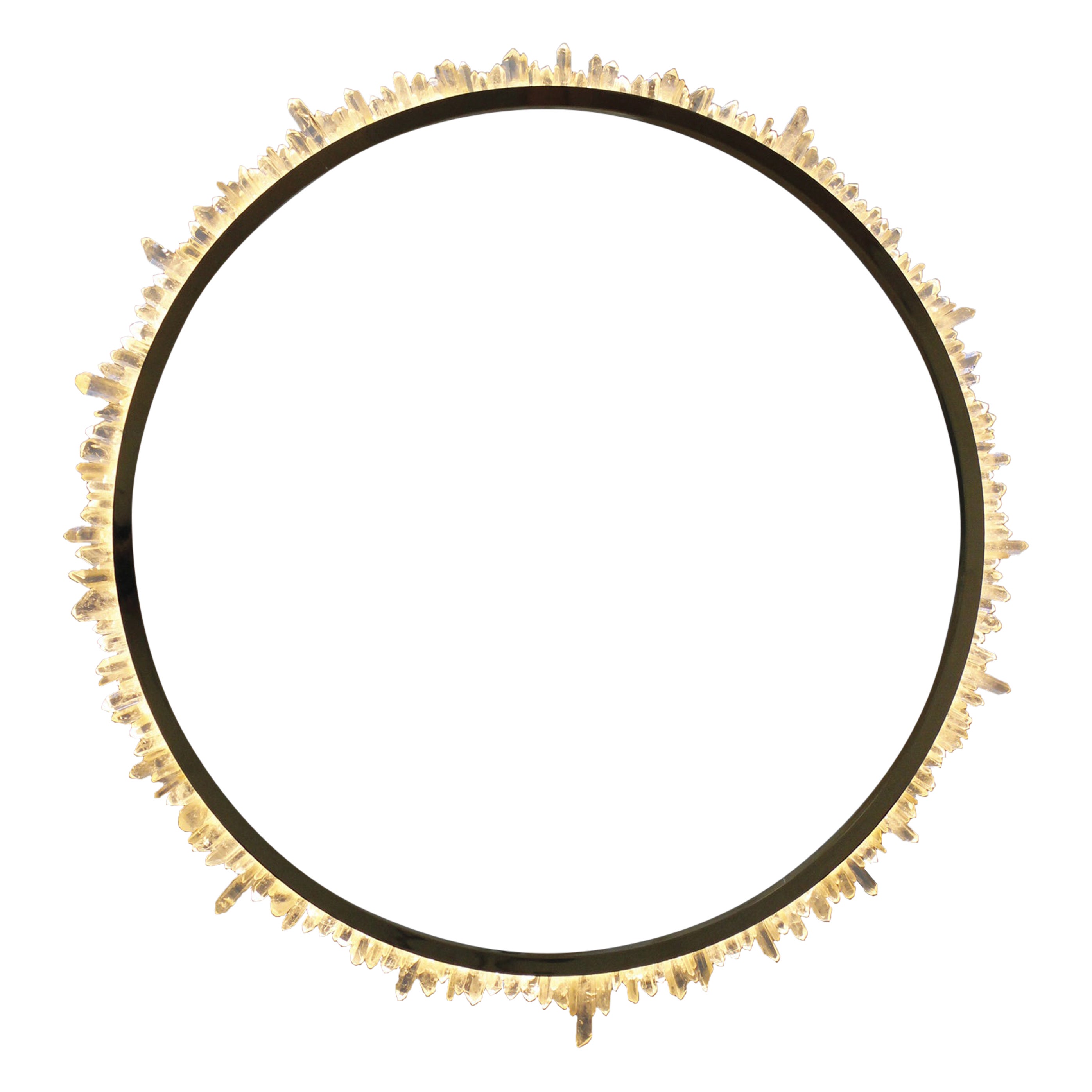 Applique en laiton et cristal de quartz circulaire à effet soleil par Christopher Boots