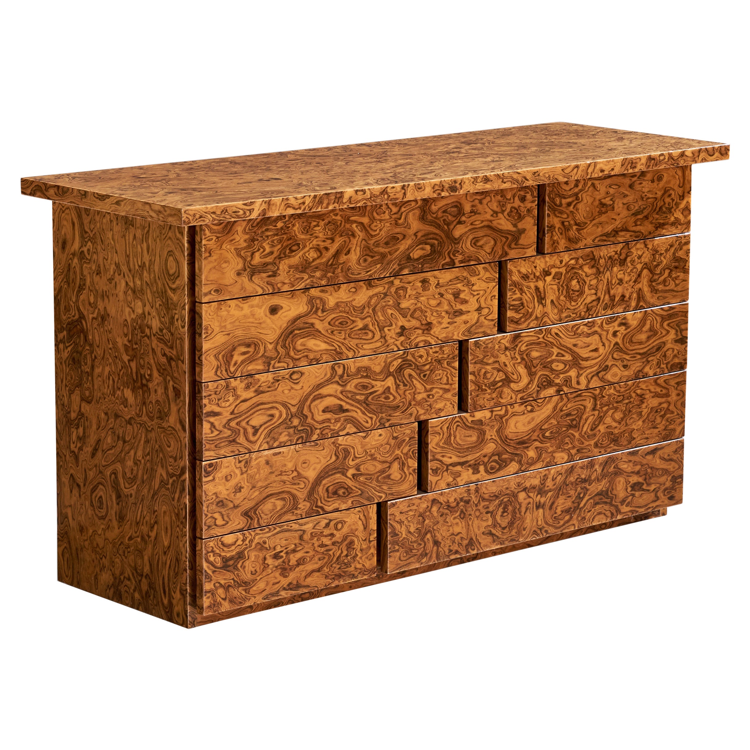 Italian Designer, Dresser, Burlwood, Italy, 1970s