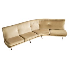Marco Zanuso, Sofa, Velvet, Brass, Italy, 1950s