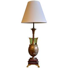 19th Century French Brass Lamp by Henry Cahieux