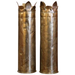 Pair of WW One French "Argonne" Trench Artillery Brass Shell Casings