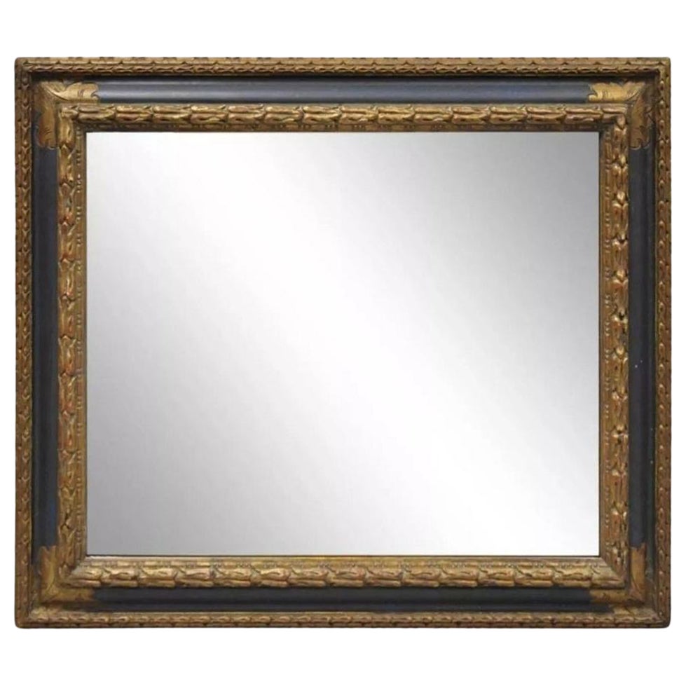 Italian Hollywood Regency Blue & Gold Florentine Rectangular Wall Mirror