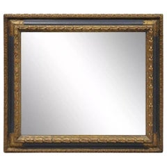Specchio da parete rettangolare italiano Hollywood Regency blu e oro Florentine