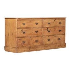Antique Large 19thC English Pine Dresser Base Drawers