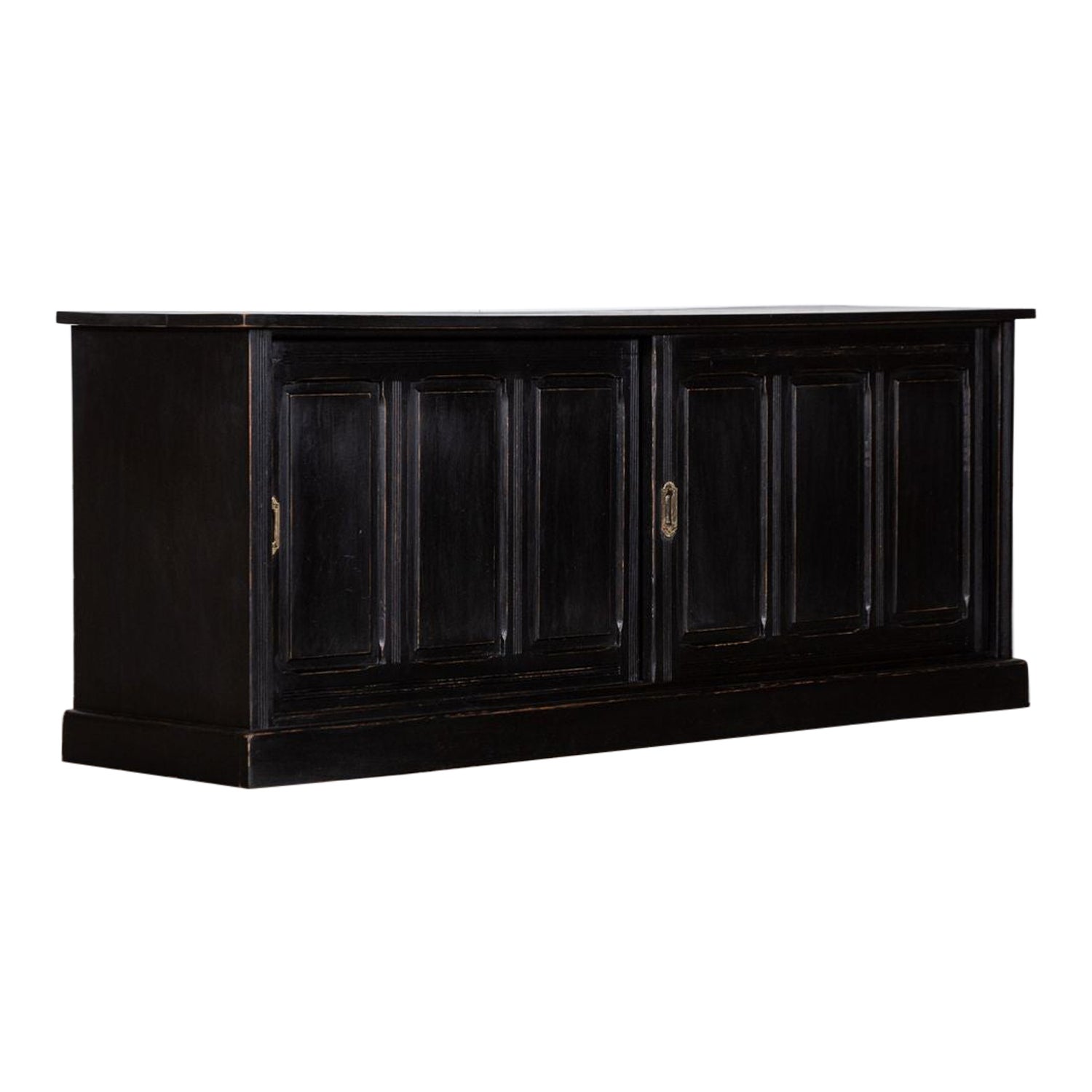 Large 19thC English Ebonised Pine Dresser Base