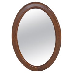 Italian Oval Wall Mirror in Wood, 1960s