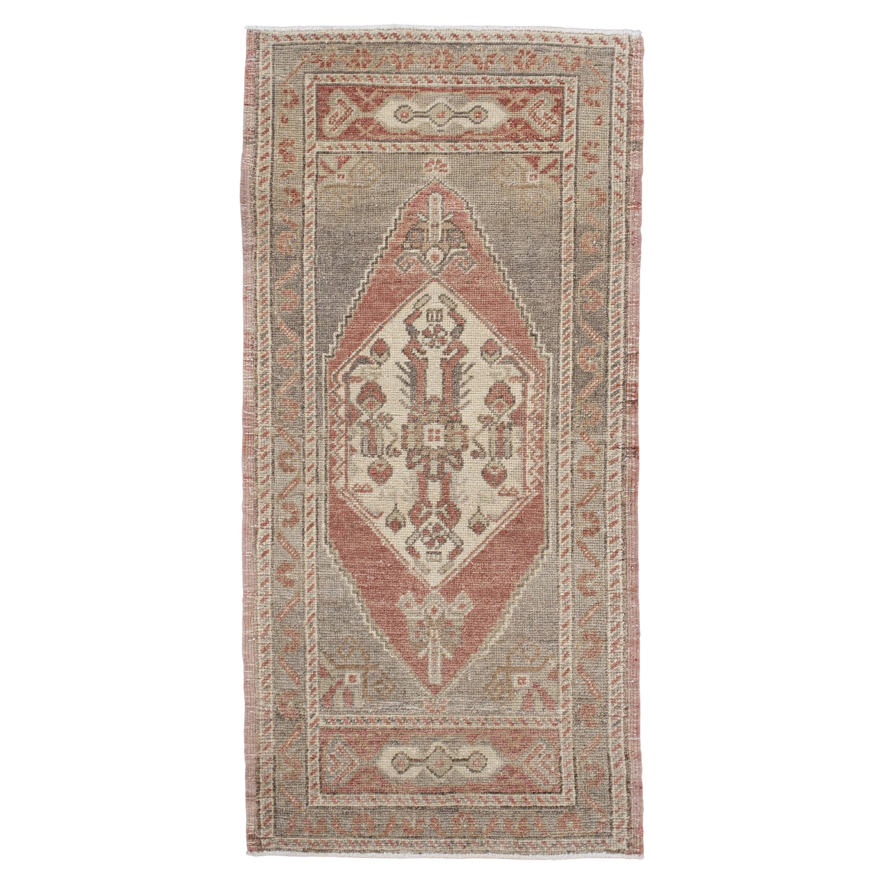 Oriental Hand Knots Rugs Vintage Turkish Mini Rug 1'8" x 3'4" #10604