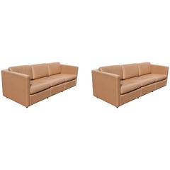 Pair of Charles Pfister for Knoll Petite Sofas in Original Knoll Leather
