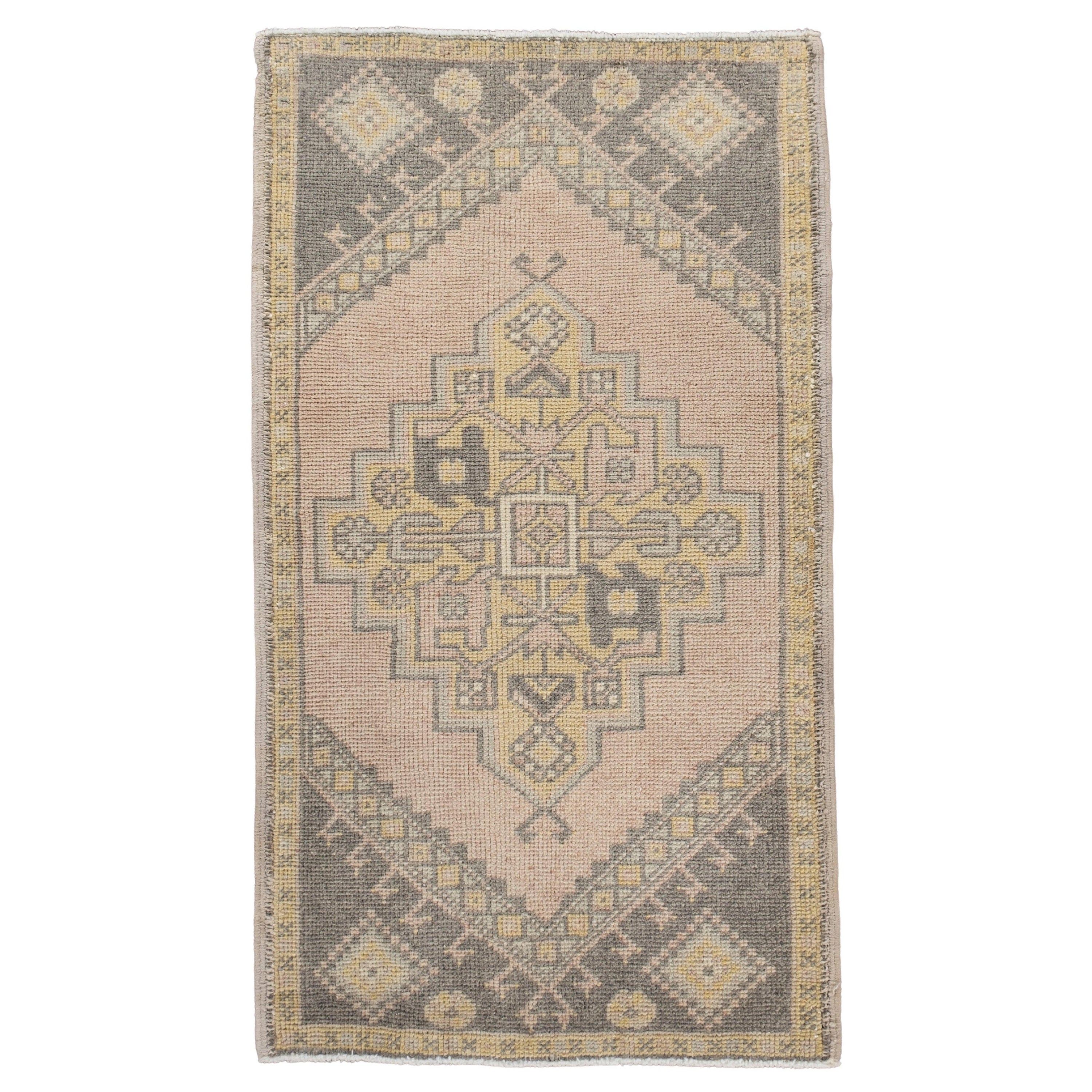 Oriental Hand Knotted Vintage Turkish Mini Rug 1'10" x 3'10" #10272
