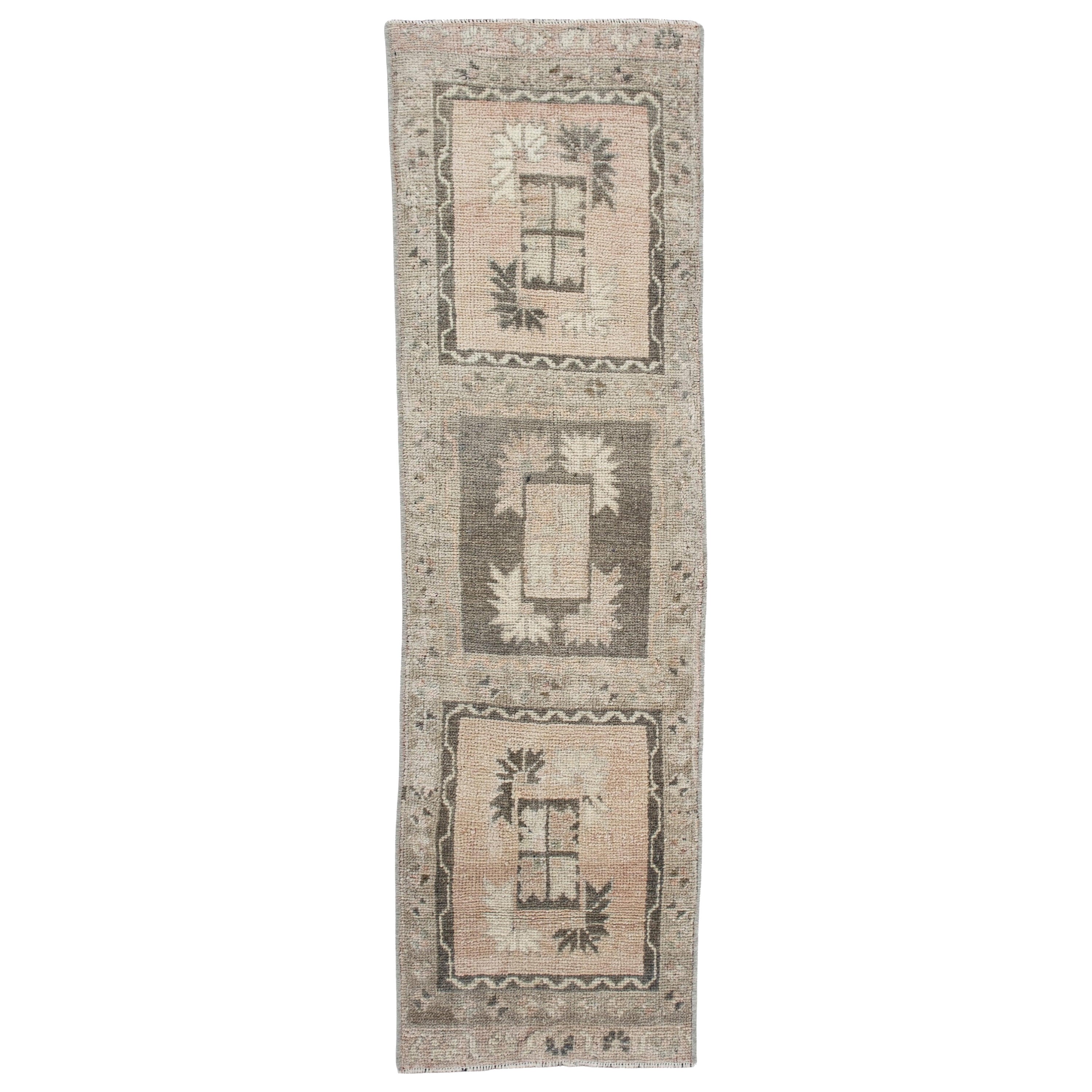 Oriental Hand Knotted Vintage Turkish Mini Rug 1'3" x 4'1" #10689