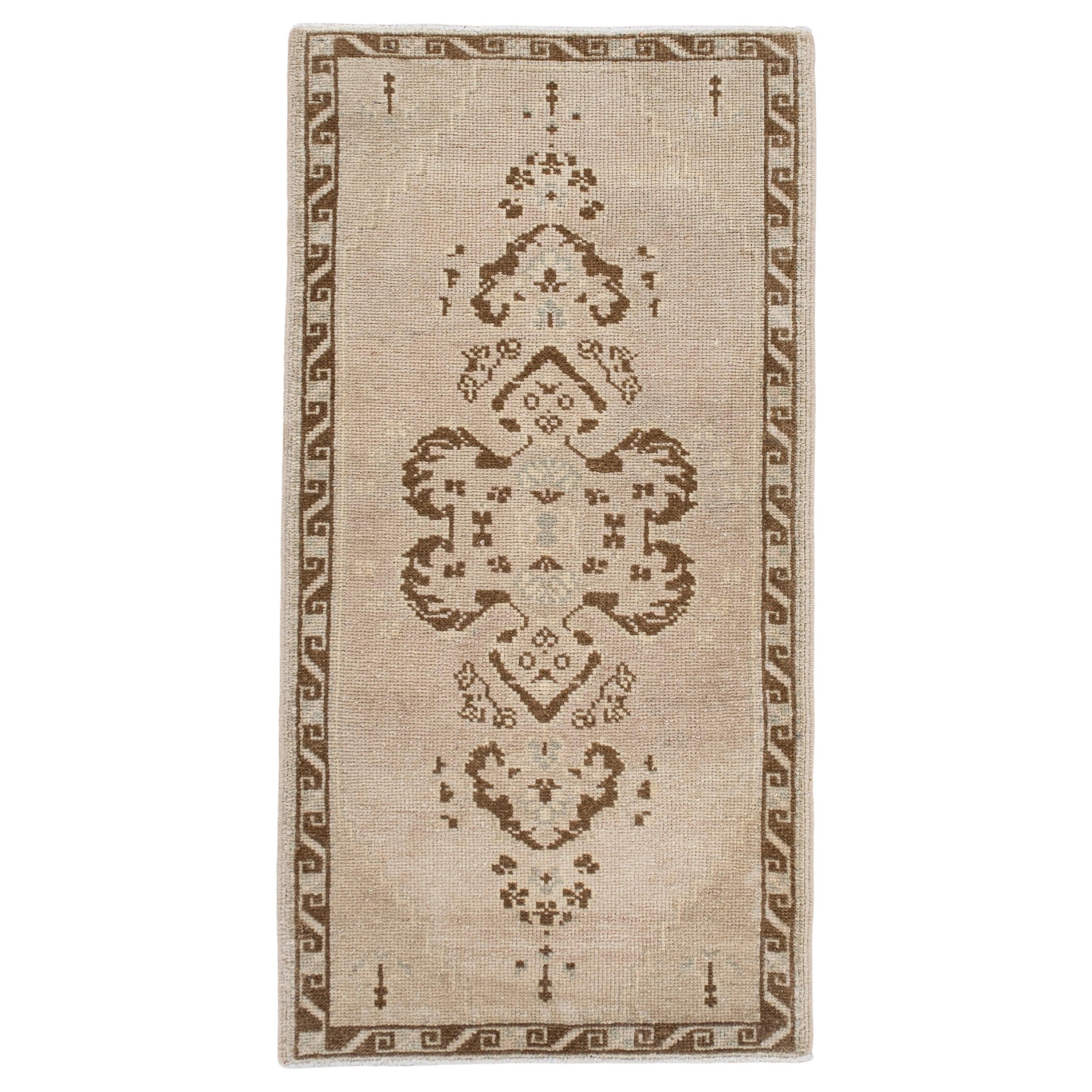 Oriental Hand Knots Rugs Vintage Turkish Mini Rug 1'7" x 3'1" #10440