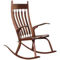 California Craftsman Wooden Rocking Chair, Dark Walnut