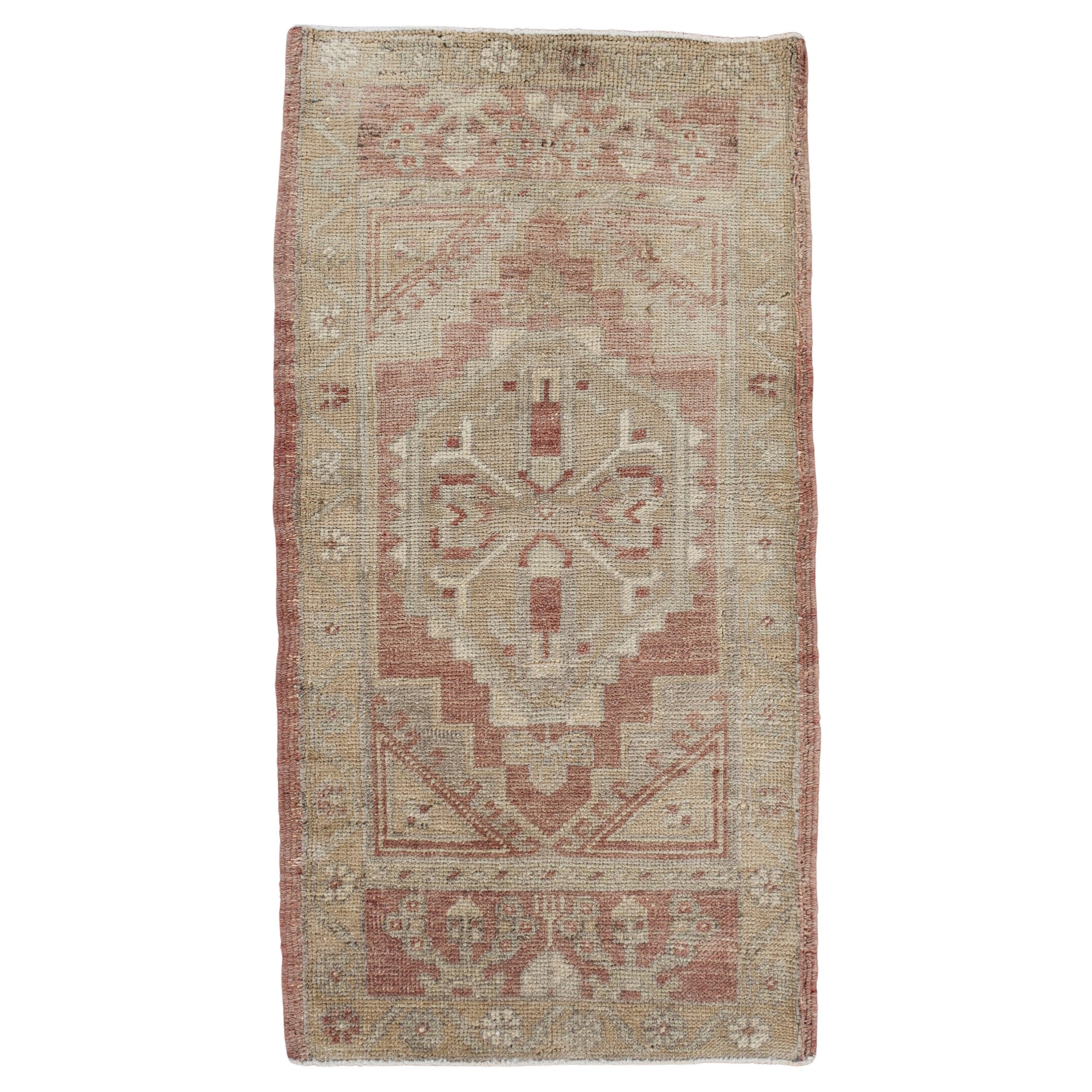 Oriental Hand Knots Rugs Vintage Turkish Mini Rug 1'7" x 3' #10064
